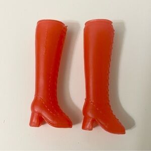 Vintage Barbie Mod Era Gogo Faux Lace Up Red boots 1 Pair Hong Kong